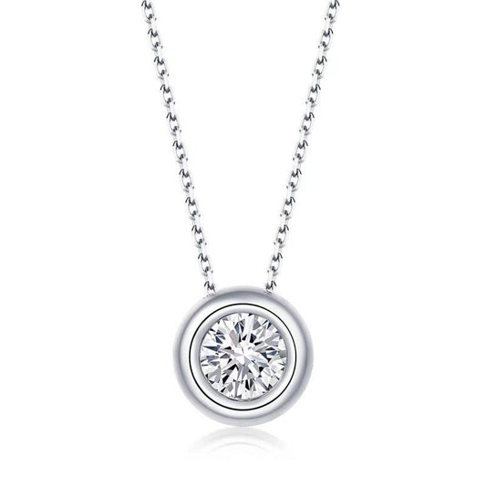 Moissanite Necklace S925 Sterling Silver Pendant - Rhyme - and - Chain