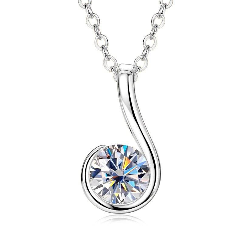 Moissanite Necklace Women's High - grade All - match 925 Silver - Rhyme - and - Chain