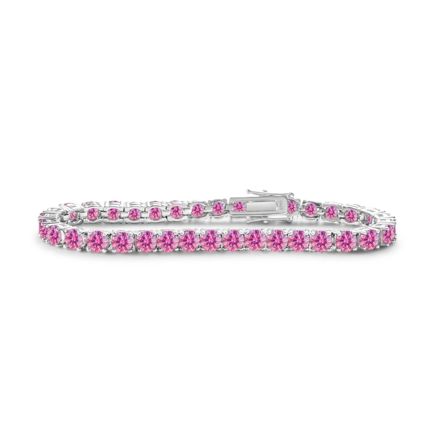 Moissanite Tennis Bracelet 3mm Pink Tennis Chain S925 Sterling Silver - Rhyme - and - Chain