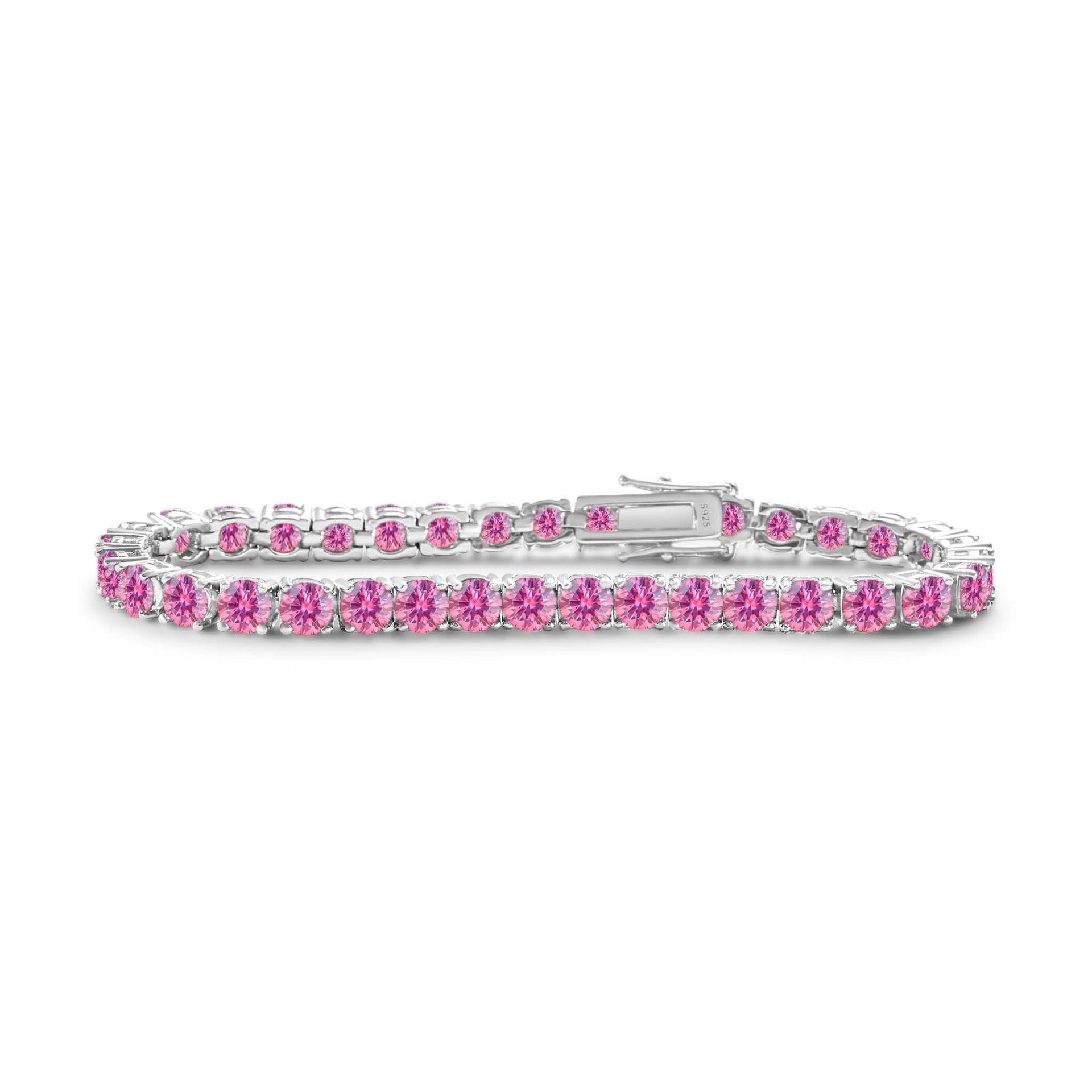 Moissanite Tennis Bracelet 3mm Pink Tennis Chain S925 Sterling Silver - Rhyme - and - Chain