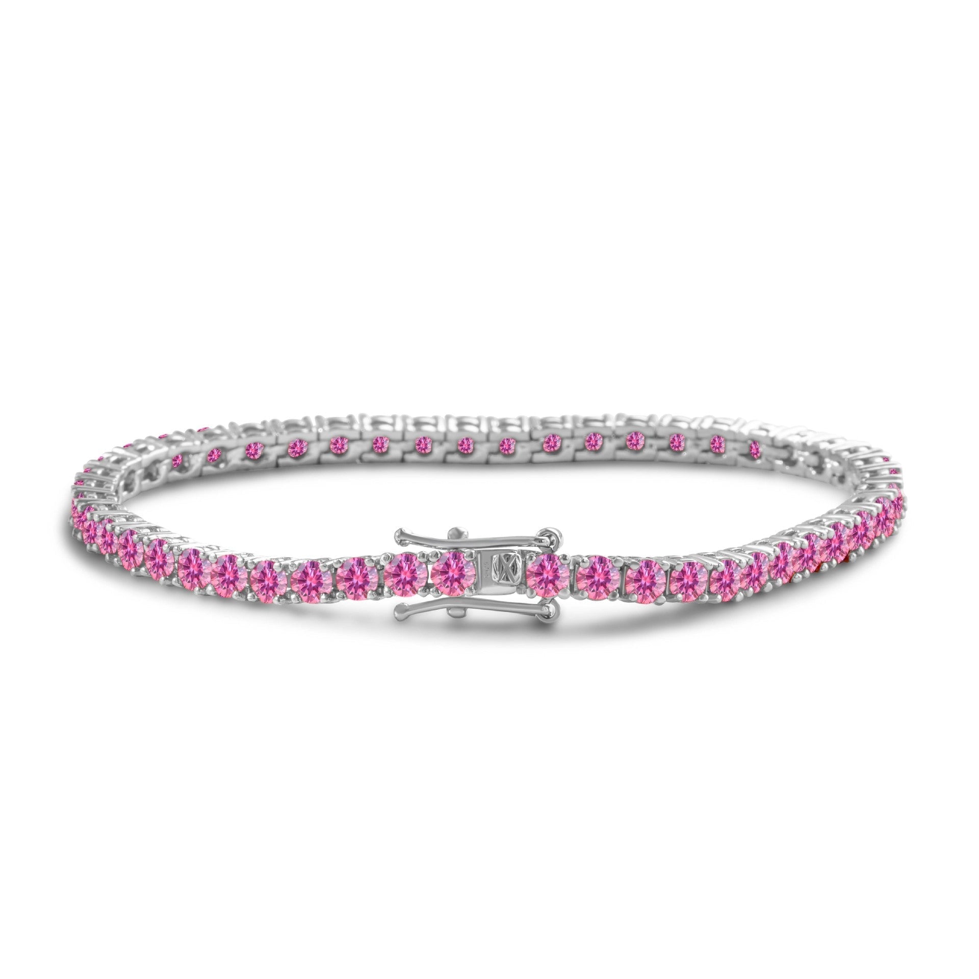 Moissanite Tennis Bracelet 3mm Pink Tennis Chain S925 Sterling Silver - Rhyme - and - Chain