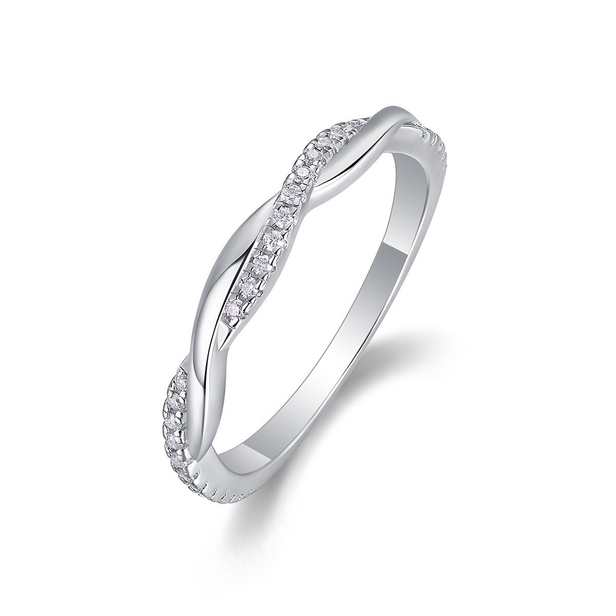 Moissanite Twisted Eternity 925 Sterling Silver Rings Stackable Engagement Anniversary Band - Rhyme - and - Chain