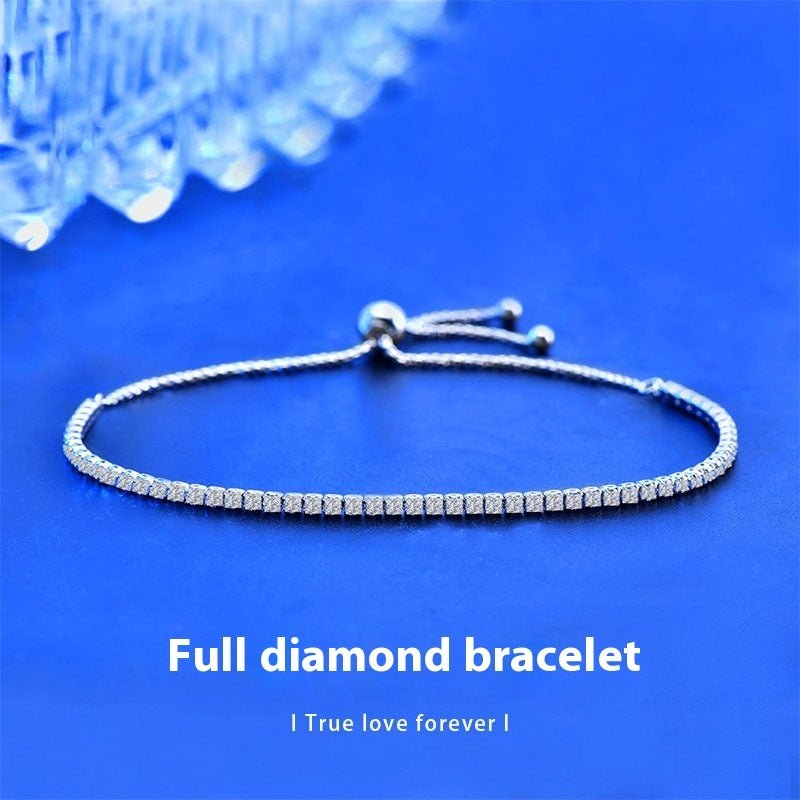 Moissanite Women's Sterling Silver Tennis Bracelet - Rhyme - and - Chain