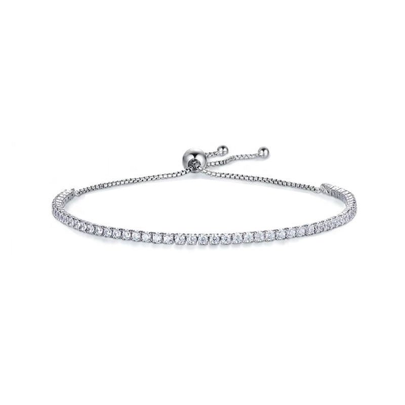 Moissanite Women's Sterling Silver Tennis Bracelet - Rhyme - and - Chain