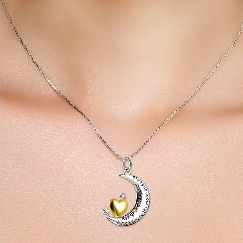 Moon &Star Shape Pendant 925 Silver Necklace - Rhyme - and - Chain