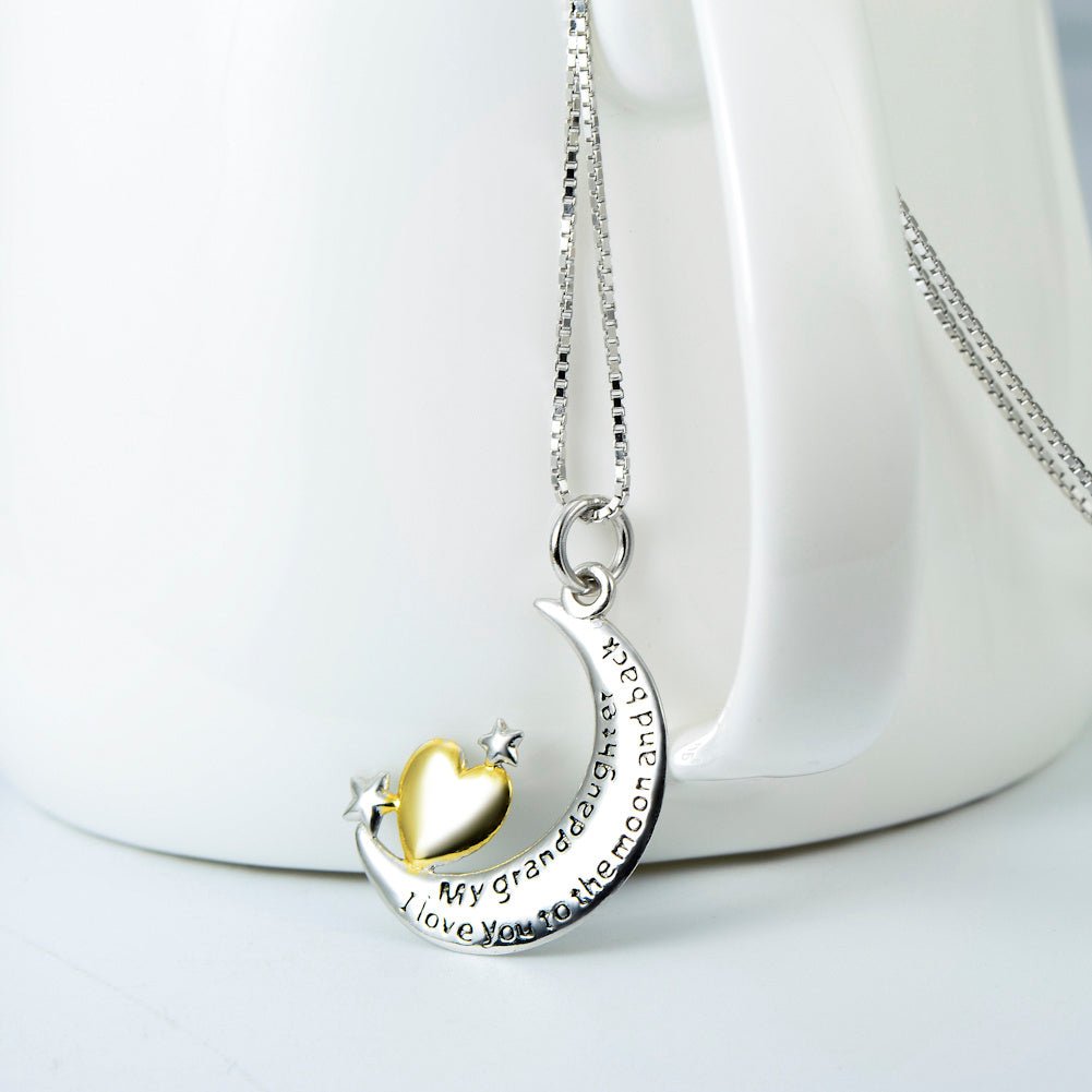 Moon &Star Shape Pendant 925 Silver Necklace - Rhyme - and - Chain