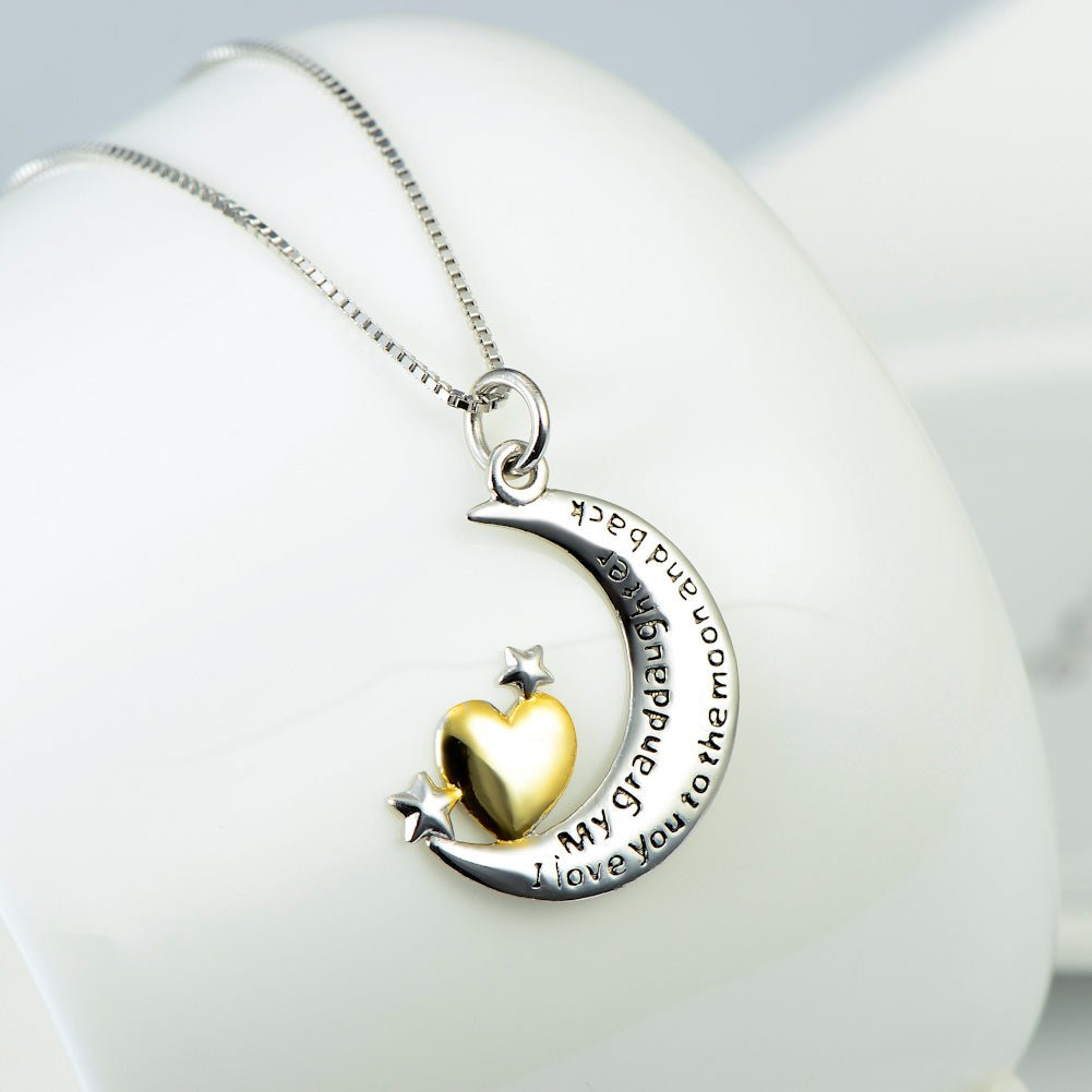 Moon &Star Shape Pendant 925 Silver Necklace - Rhyme - and - Chain