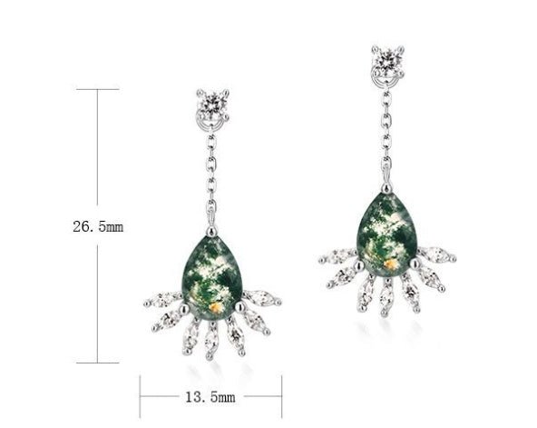 Moss Agate Drop Earrings - Rhyme - and - Chain