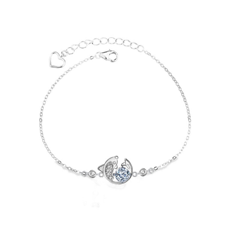 National Fashion Retro Sterling Silver Moissanite Koi Bracelet - Rhyme - and - Chain