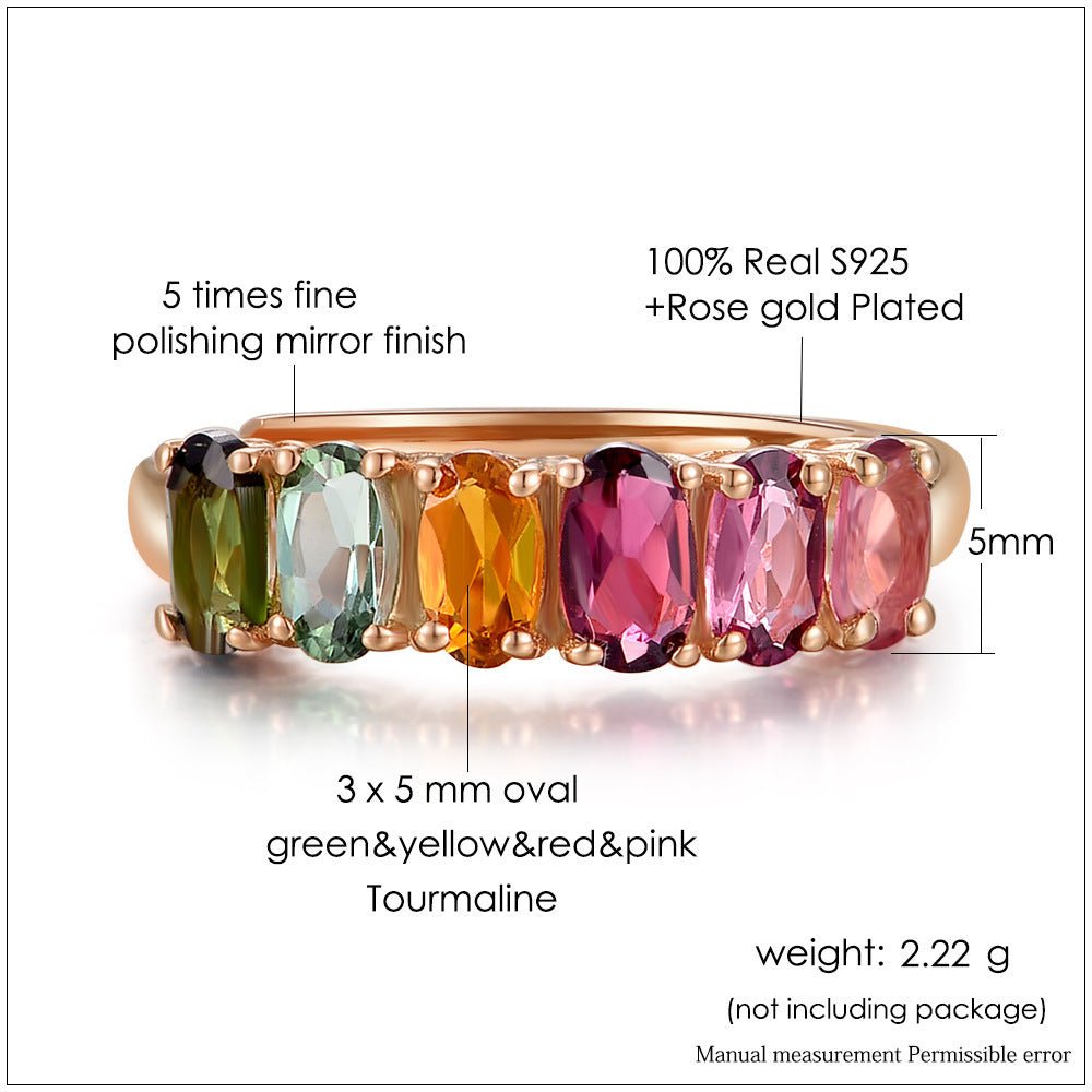 Natrual Tourmaline Color Adjustable Ring - Rhyme - and - Chain