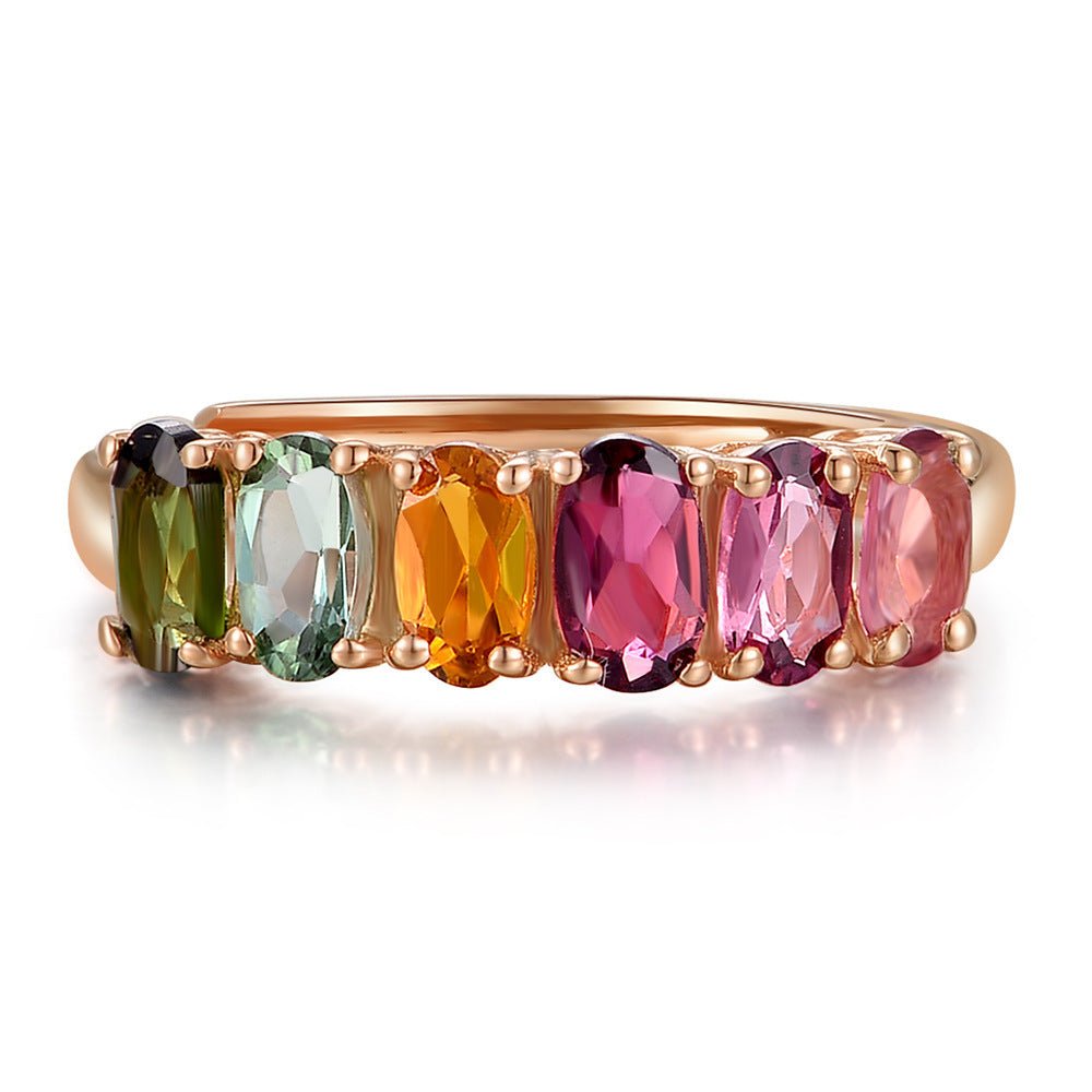 Natrual Tourmaline Color Adjustable Ring - Rhyme - and - Chain