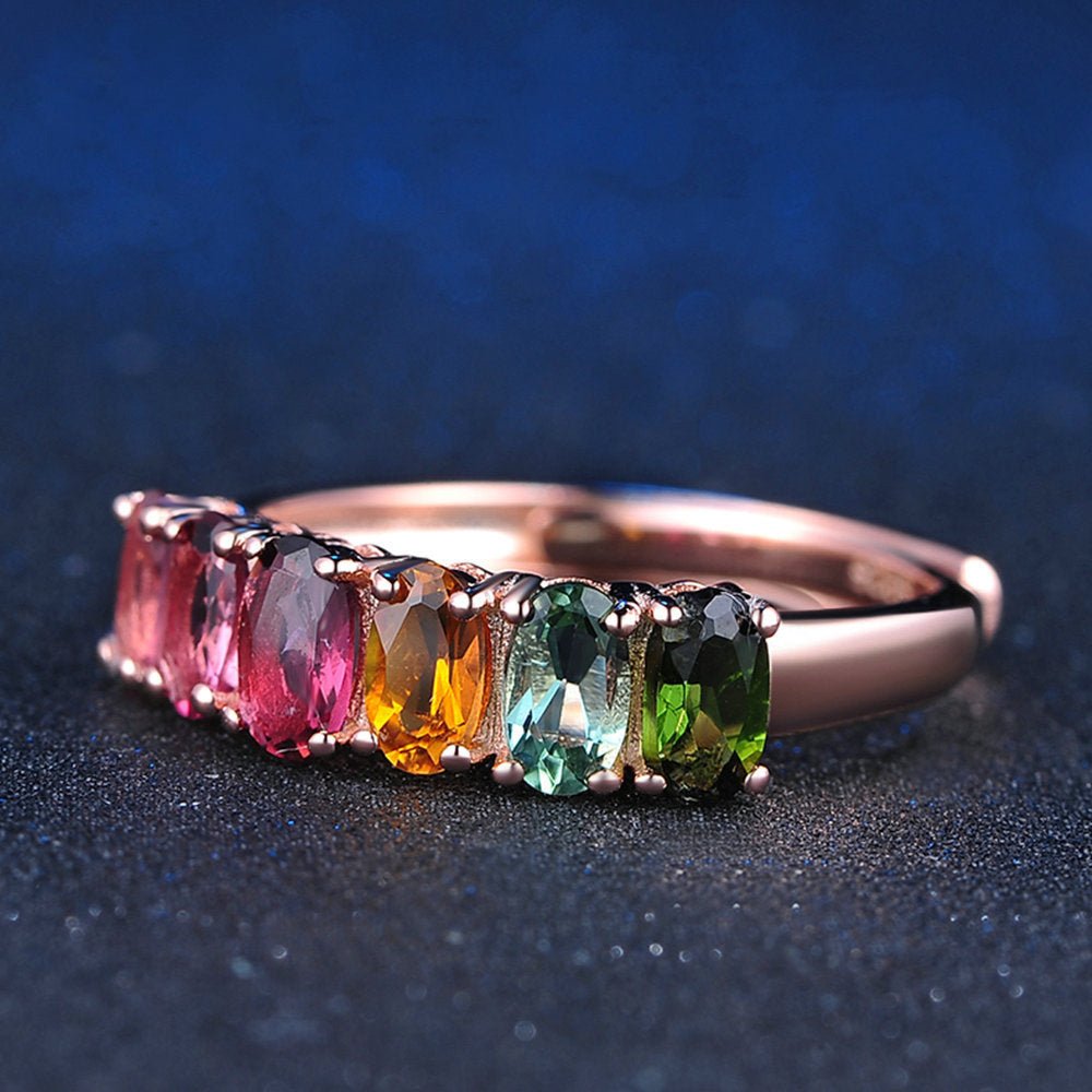 Natrual Tourmaline Color Adjustable Ring - Rhyme - and - Chain