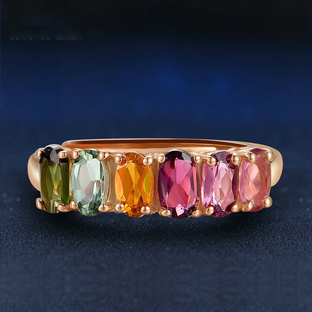 Natrual Tourmaline Color Adjustable Ring - Rhyme - and - Chain