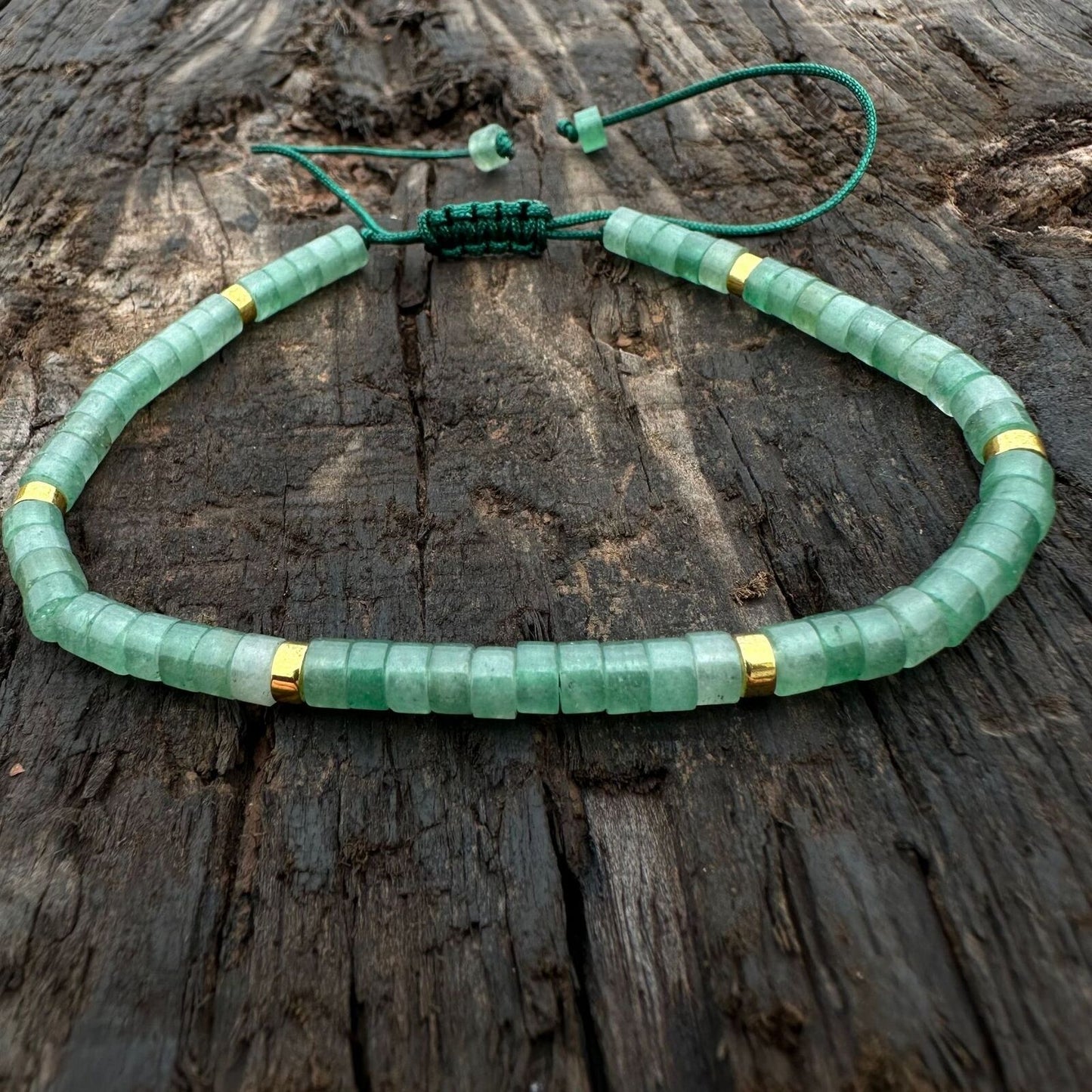 Natural 2x4mm Aventurine Small Gemstone Beads Healing Calming Women Men Bracelet - Rhyme - and - Chain