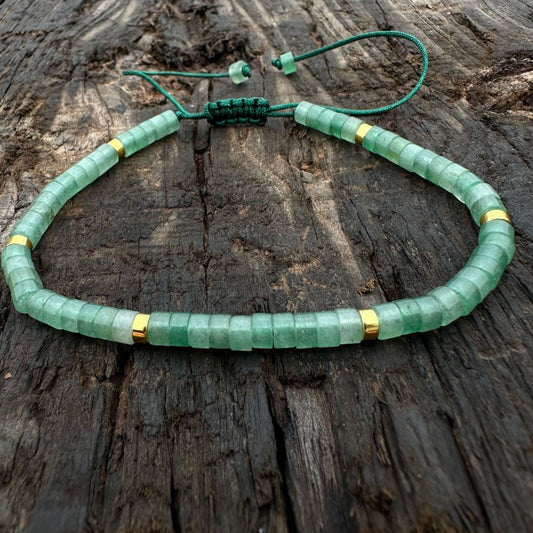 Natural 2x4mm Aventurine Small Gemstone Beads Healing Calming Women Men Bracelet - Rhyme - and - Chain