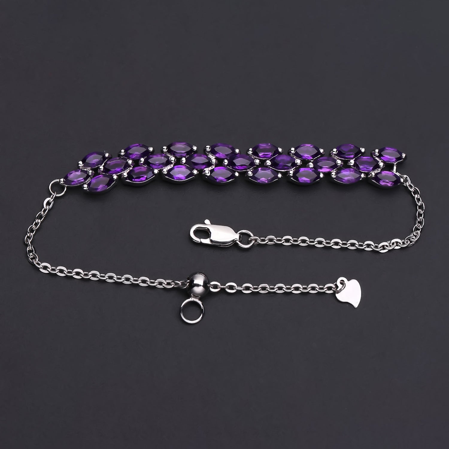 Natural Amethyst Bracelet S925 Silver Birthstone - Rhyme - and - Chain