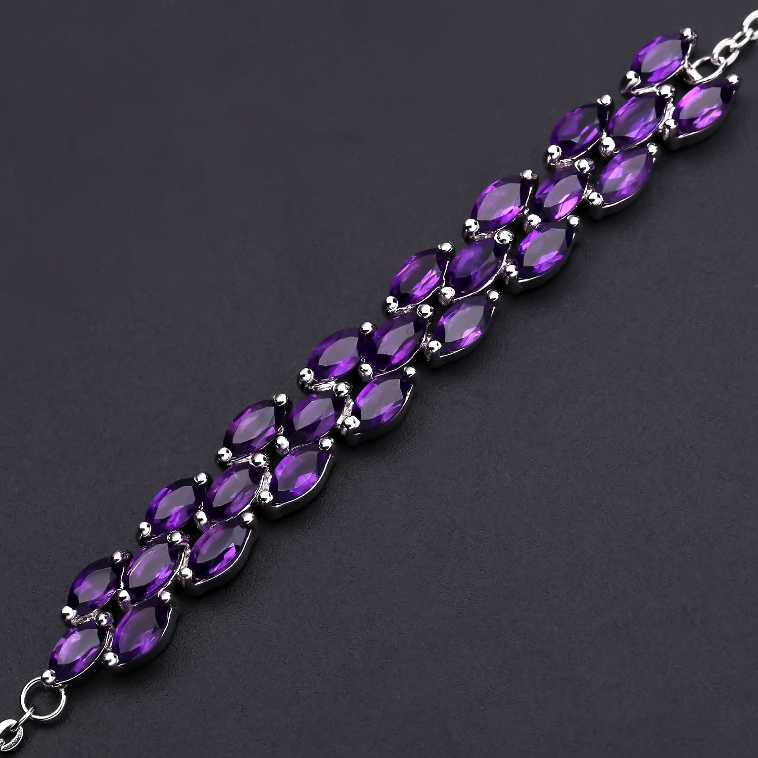 Natural Amethyst Bracelet S925 Silver Birthstone - Rhyme - and - Chain