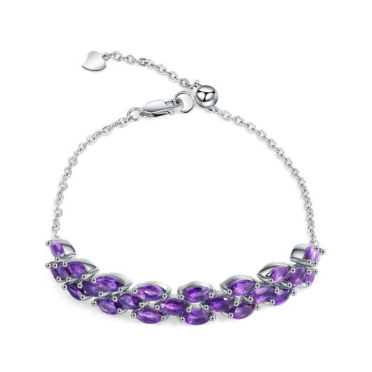 Natural Amethyst Bracelet S925 Silver Birthstone - Rhyme - and - Chain