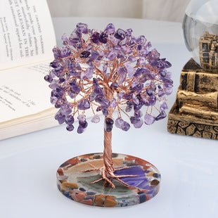 Natural Amethyst Ore Irregular Base Weeping Willow Crystal Desktop Decoration - Rhyme - and - Chain