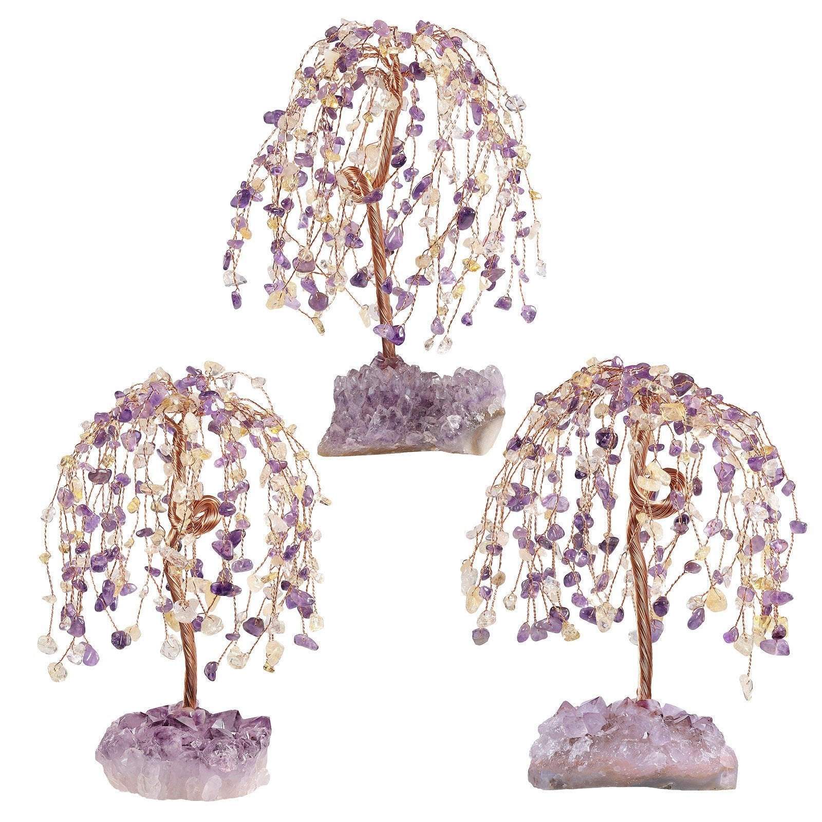 Natural Amethyst Ore Irregular Base Weeping Willow Crystal Desktop Decoration - Rhyme - and - Chain