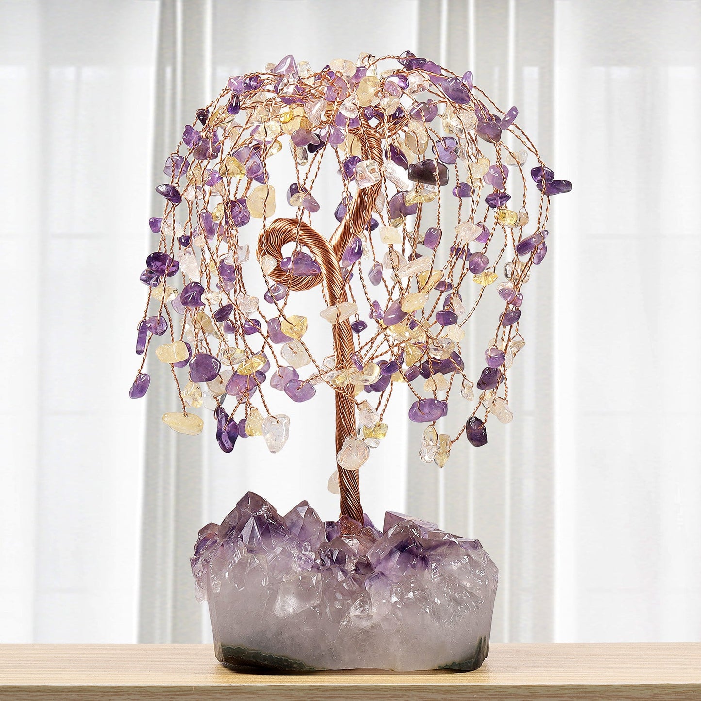 Natural Amethyst Ore Irregular Base Weeping Willow Crystal Desktop Decoration - Rhyme - and - Chain