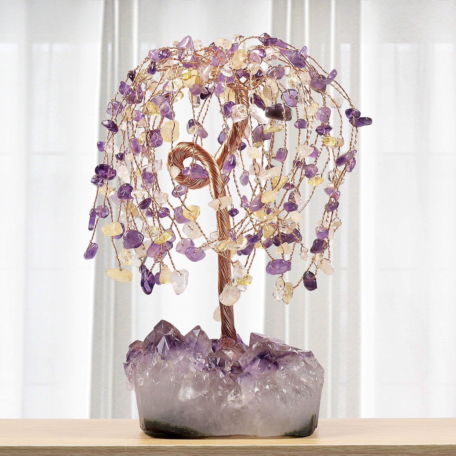 Natural Amethyst Ore Irregular Base Weeping Willow Crystal Desktop Decoration - Rhyme - and - Chain