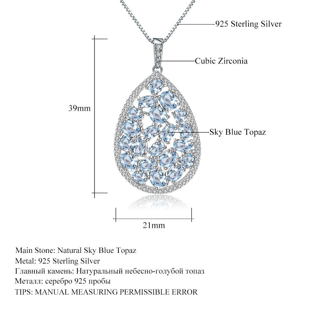 Natural Colorful Tourmaline Anti Tarnish Drop Pendant Necklace S925 Silver - Rhyme - and - Chain