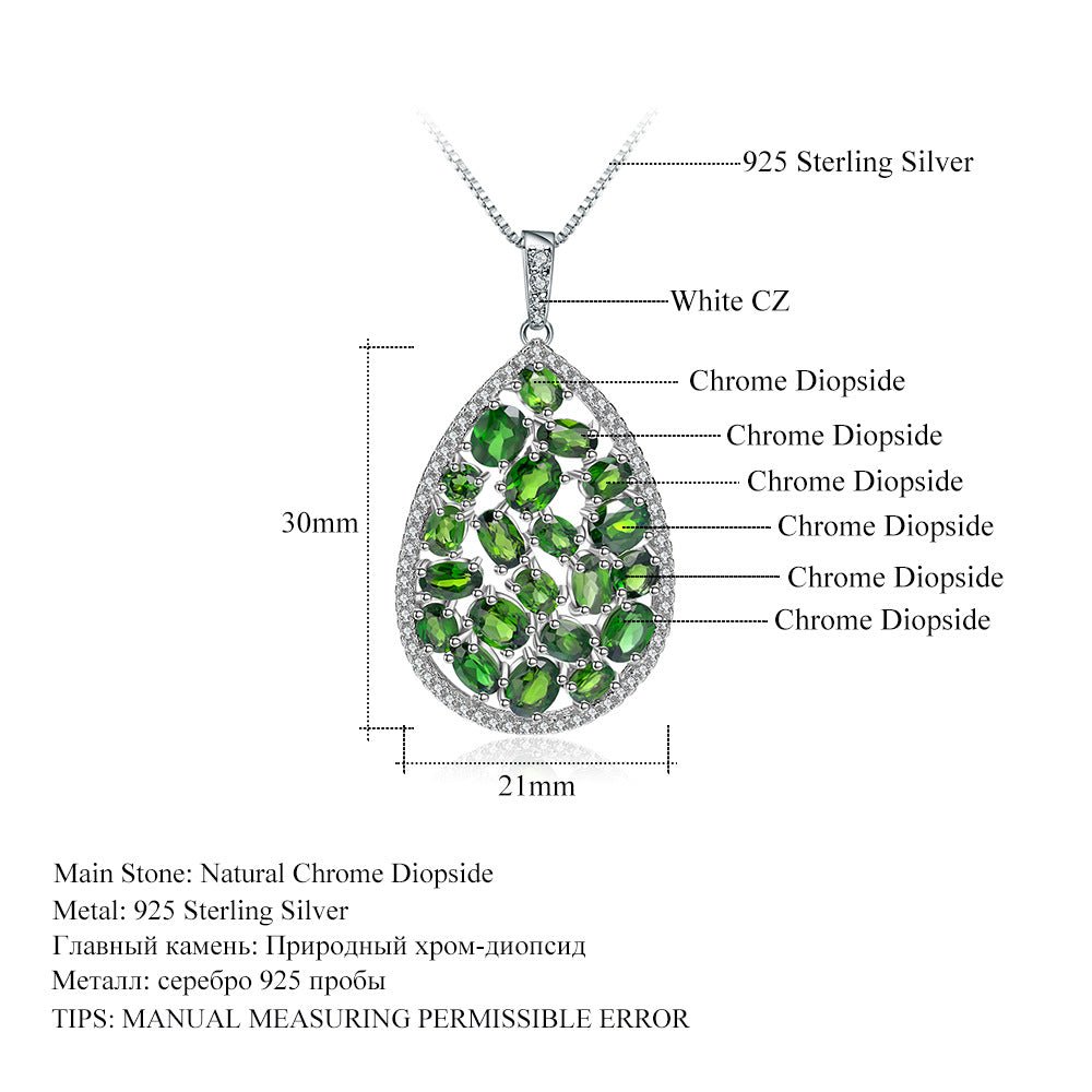 Natural Colorful Tourmaline Anti Tarnish Drop Pendant Necklace S925 Silver - Rhyme - and - Chain