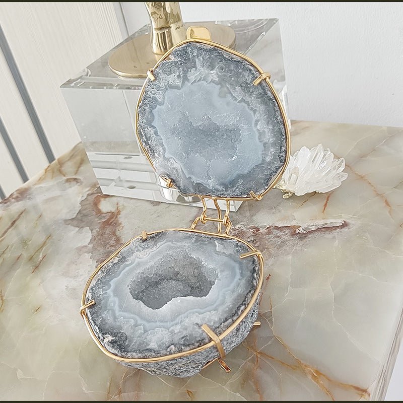 Natural Crystal Agate Geode Cornucopia Jewelry Box Ornament - Rhyme - and - Chain