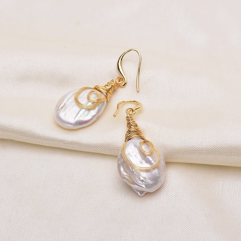 Natural Freshwater Baroque Pearl Drop Earrings - Rhyme - and - Chain