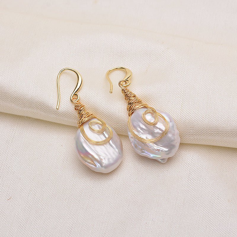 Natural Freshwater Baroque Pearl Drop Earrings - Rhyme - and - Chain