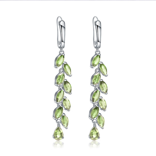 Natural Olivine&Garnet Earrings Design S925 Silver - Rhyme - and - Chain