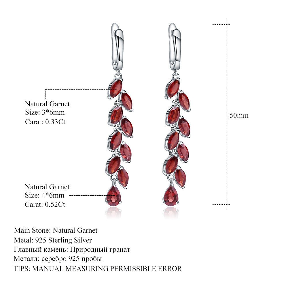 Natural Olivine&Garnet Earrings Design S925 Silver - Rhyme - and - Chain