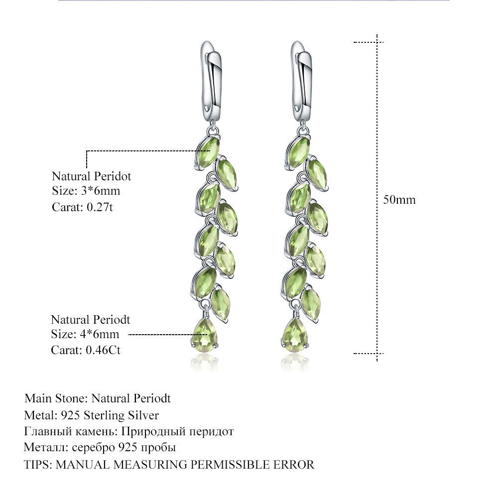 Natural Olivine&Garnet Earrings Design S925 Silver - Rhyme - and - Chain