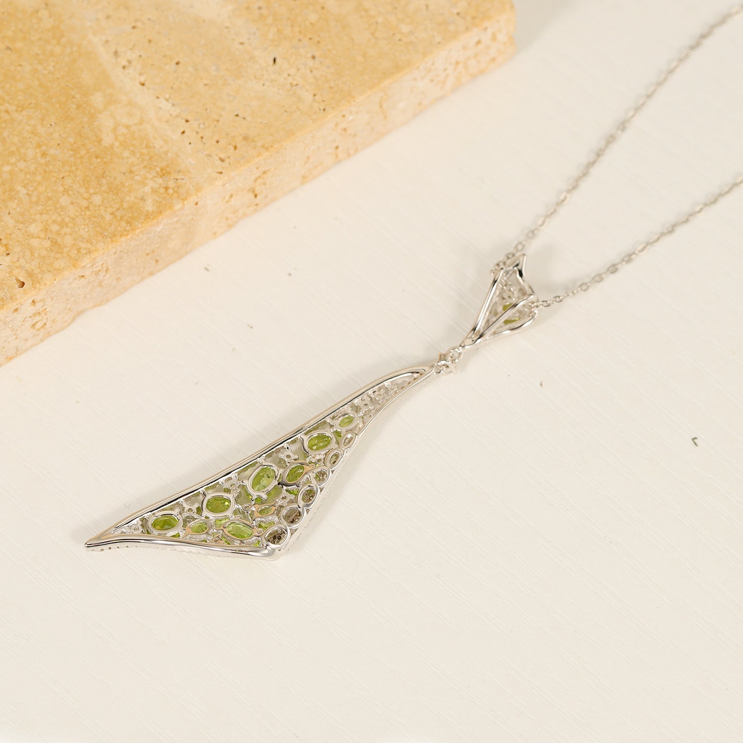 Natural Peridot Pendant S925 Sterling Silver Necklace August Birthstone - Rhyme - and - Chain