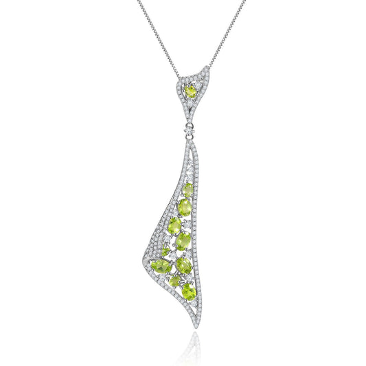 Natural Peridot Pendant S925 Sterling Silver Necklace August Birthstone - Rhyme - and - Chain