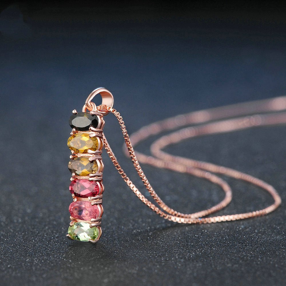 Natural Tourmaline Pendant Necklace Jewelry October Birthstone - Rhyme - and - Chain