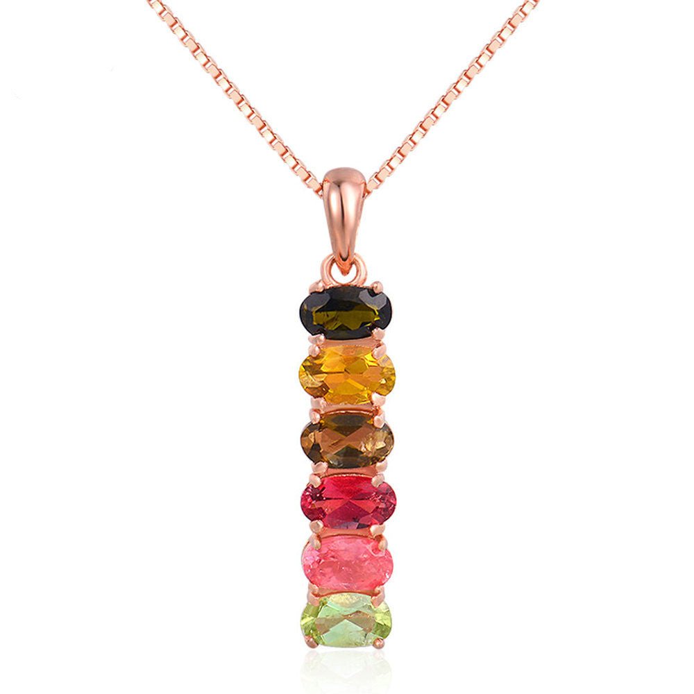 Natural Tourmaline Pendant Necklace Jewelry October Birthstone - Rhyme - and - Chain