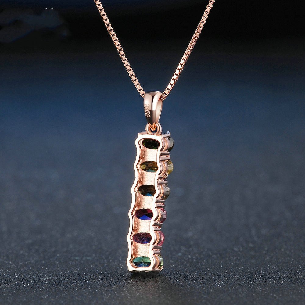 Natural Tourmaline Pendant Necklace Jewelry October Birthstone - Rhyme - and - Chain