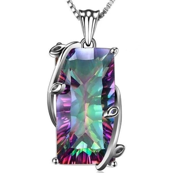 Natural Tourmaline pendant Silver Chain Necklace - Rhyme - and - Chain