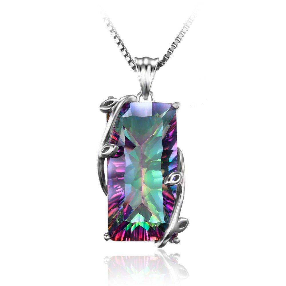 Natural Tourmaline pendant Silver Chain Necklace - Rhyme - and - Chain