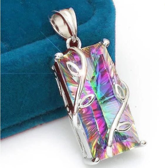 Natural Tourmaline pendant Silver Chain Necklace - Rhyme - and - Chain