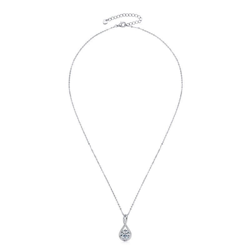 Necklace Fashion Silver Moissanite Drop - shaped Ladies - Rhyme - and - Chain