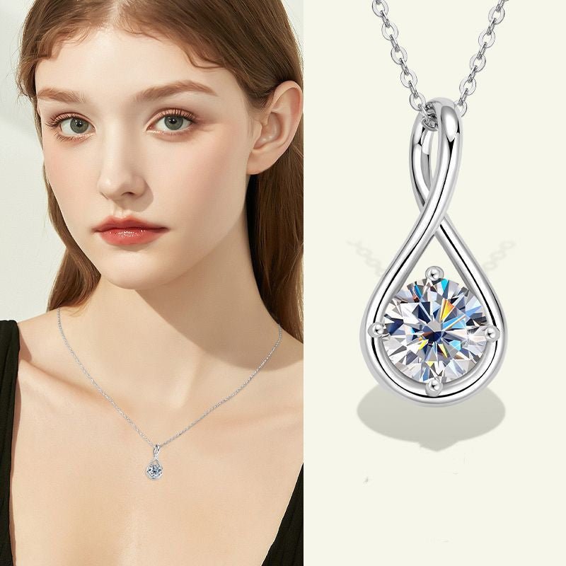 Necklace Fashion Silver Moissanite Drop - shaped Ladies - Rhyme - and - Chain