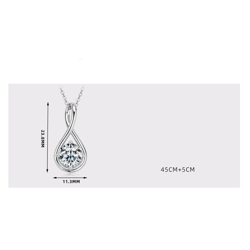 Necklace Fashion Silver Moissanite Drop - shaped Ladies - Rhyme - and - Chain