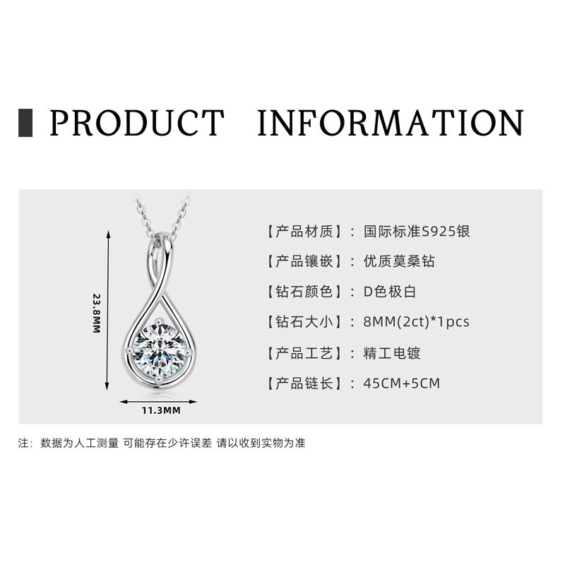 Necklace Fashion Silver Moissanite Drop - shaped Ladies - Rhyme - and - Chain