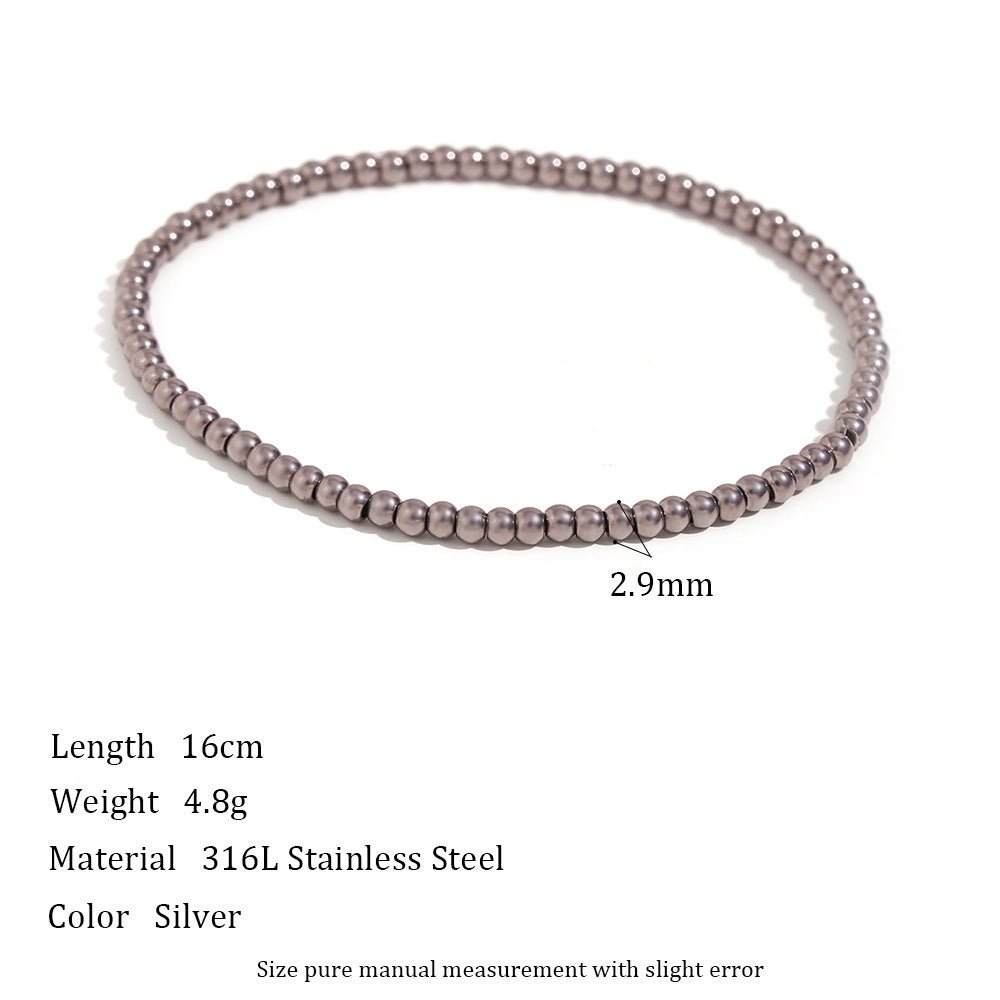 Niche Vintage Stainless Steel Plated 18K Elastic Bead Bracelet - Rhyme - and - Chain