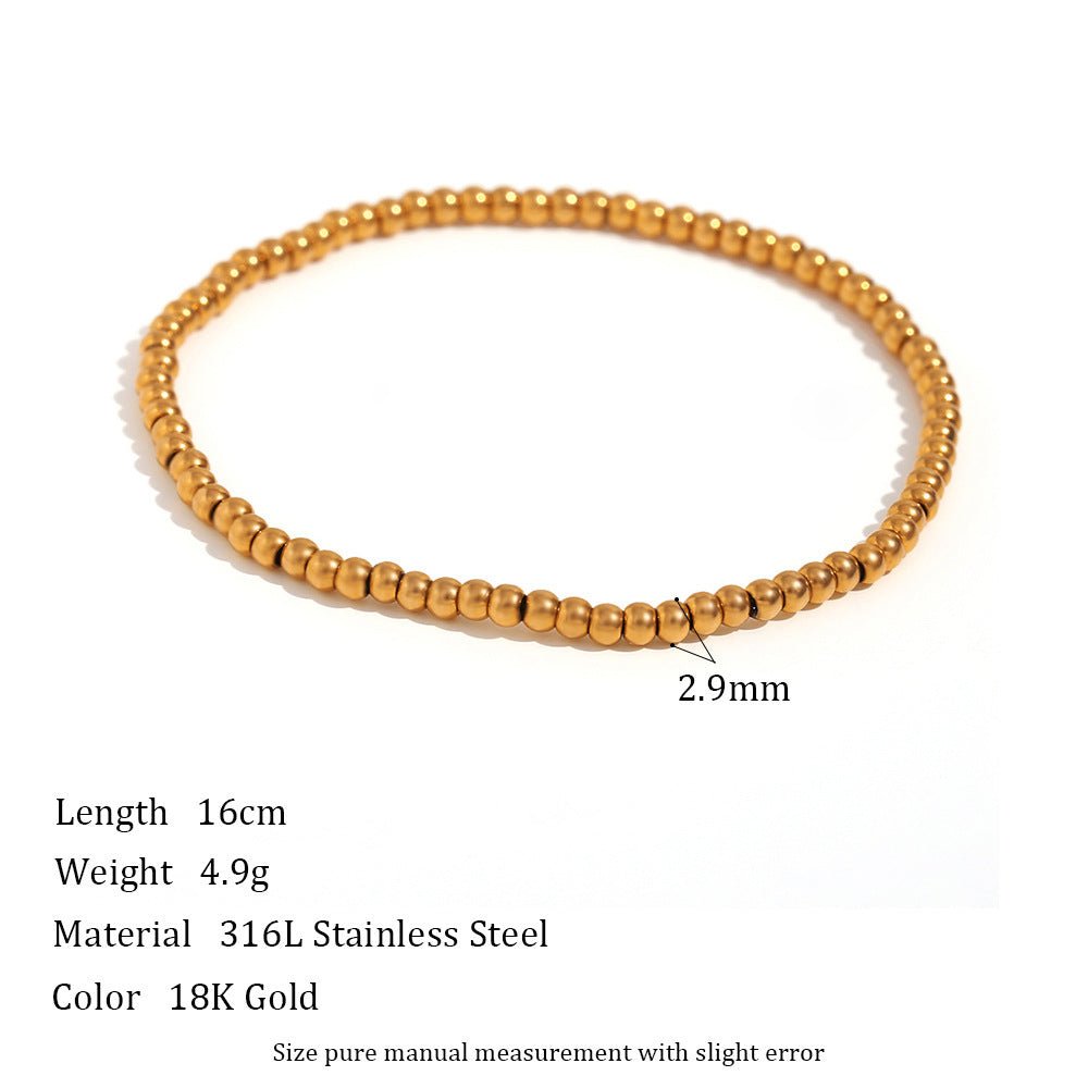 Niche Vintage Stainless Steel Plated 18K Elastic Bead Bracelet - Rhyme - and - Chain