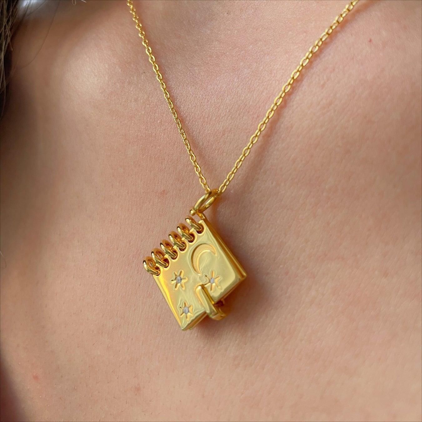 Openable Love Book - shaped Necklace - Rhyme - and - Chain