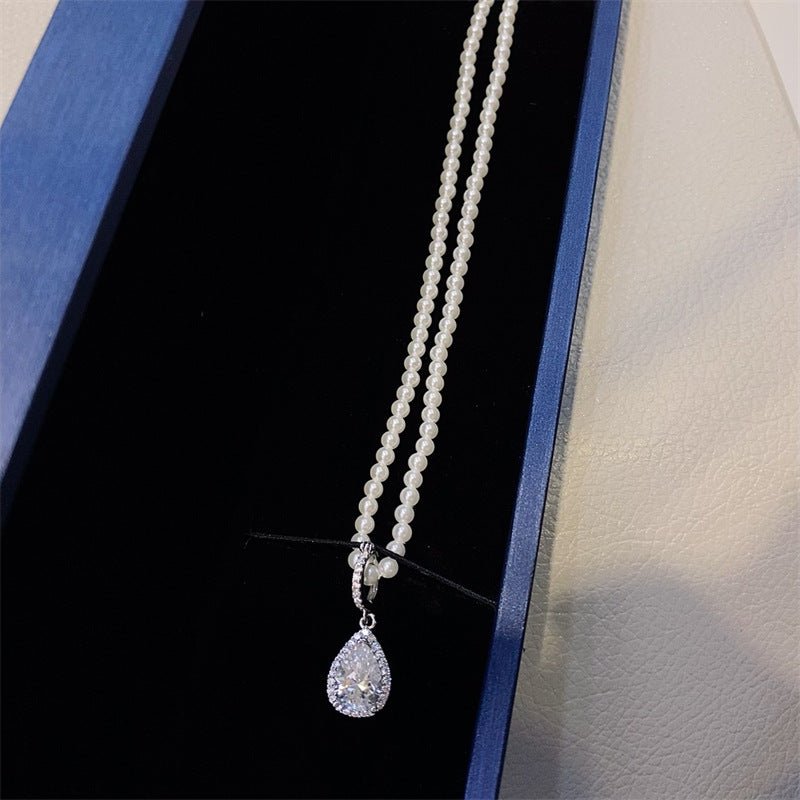 Pearl Moissanite Necklace Clavicle Chain Affordable Pendant - Rhyme - and - Chain